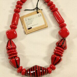 KAZURI Warrior 'Bright Red/Black' 18 in Hand-Made Necklace